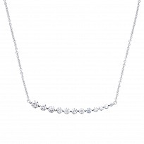 925 Sterling Silver CZ Fancy Bar Necklace