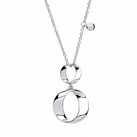 925 Sterling Silver Necklace With Twisted Circle Drop Pendant