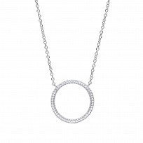 925 Sterling Silver Chain With CZ Circle Pendant