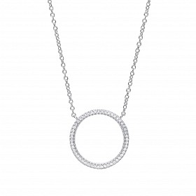 925 Sterling Silver Chain With CZ Circle Pendant
