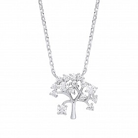 925 Sterling Silver Necklace With CZ & Citrine Flower/Pear Drop Pendant