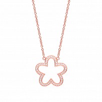 Rose Gold Plated Necklace With CZ Flower Pendant