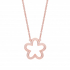 Rose Gold Plated Necklace With CZ Flower Pendant