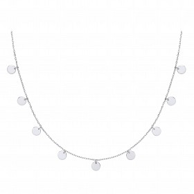 925 Sterling Silver Double Necklace With Plain Disc Charms