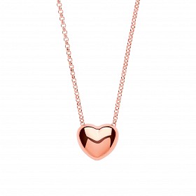 925 Sterling Silver Necklace With Rose Gold Heart Pendant