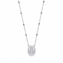 925 Sterling Silver Bead Necklace With St Christopher