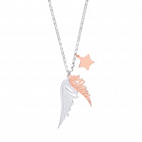 925 Sterling Silver & Gold Plated Angel Wings & Star Necklace