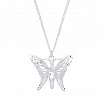 925 Sterling Silver Necklace With Cutout Butterfly Pendant