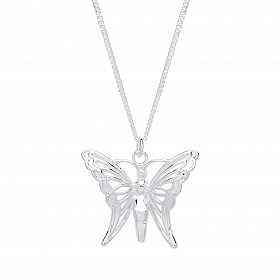 925 Sterling Silver Necklace With Cutout Butterfly Pendant