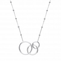 Silver Interlocking Triple Circle Bead Necklace