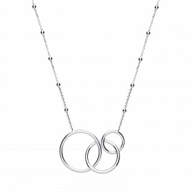 Silver Interlocking Triple Circle Bead Necklace