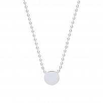 925 Sterling Silver Bead Necklace With Polished Disk Pendant