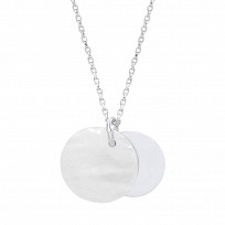 925 Sterling Silver Mother of Pearl Double Disc Pendant Necklace