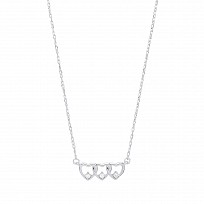 Silver Fancy Necklace With Triple CZ Heart