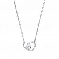 925 Sterling Silver Necklace With CZ Interlocking Circles Pendant