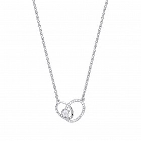 925 Sterling Silver Necklace With CZ Interlocking Circles Pendant