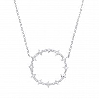 Silver CZ Fancy Circle Pendant Necklace