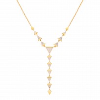 Gold Plated CZ Multiple Triangles Fancy Drop Necklace