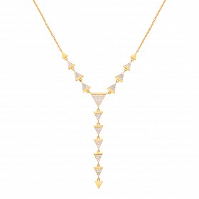 Gold Plated CZ Multiple Triangles Fancy Drop Necklace