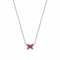 925 Sterling Silver Ruby Butterfly Pendant Necklace