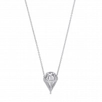 Silver CZ Cone Pendant Necklace