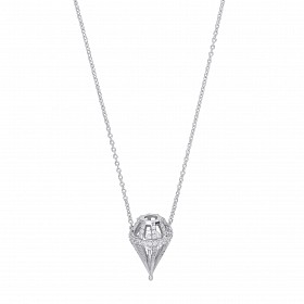 Silver CZ Cone Pendant Necklace