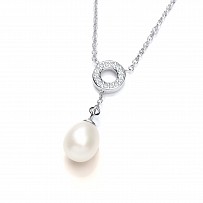 Silver CZ & Fresh Water Pearl 16
