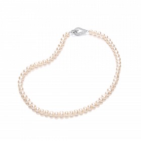 Silver CZ & Fresh Water Pearl 16