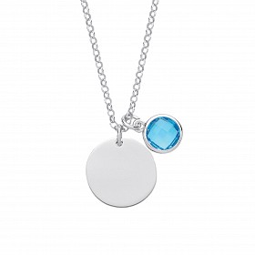 925 Sterling Silver December Tanzanite Zircon Turquoise Disc Necklace