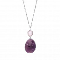 925 Sterling Silver Moon Stone & Amethyst Necklace