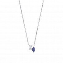 925 Sterling Silver Tanzanite & CZ Fancy Necklace