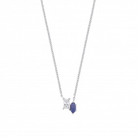 925 Sterling Silver Tanzanite & CZ Fancy Necklace