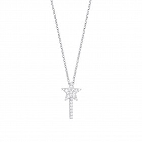 925 Sterling Silver CZ Star Drop Fancy Necklace