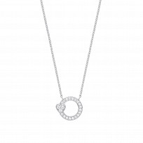 925 Sterling Silver CZ Circle & Heart Necklace