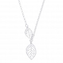 925 Sterling Silver Double Leaf Pendant Necklace