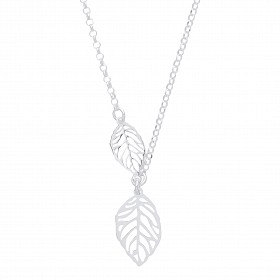 925 Sterling Silver Double Leaf Pendant Necklace