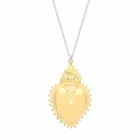 925 Sterling Silver Fancy Necklace With Large Gold Plated Heart Pendant