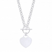 925 Sterling Silver Heart Tag Necklace