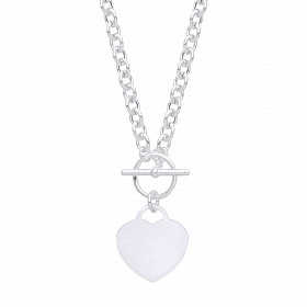 925 Sterling Silver Heart Tag Necklace