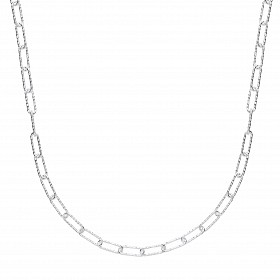 925 Sterling Silver Barked Link Fancy Necklace