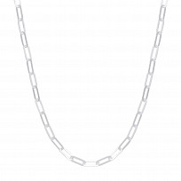 925 Sterling Silver Hollow Rectangle Paper Clip Fancy Necklace