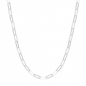 925 Sterling Silver Hollow Rectangle Paper Clip Fancy Necklace