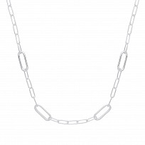 925 Sterling Silver Hollow Rounded Rectangle Link Fancy Necklace