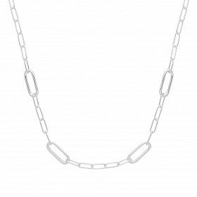 925 Sterling Silver Hollow Rounded Rectangle Link Fancy Necklace