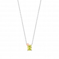 925 Sterling Silver Rhodium Plated Green Quartz Ladybug Pendant Necklace