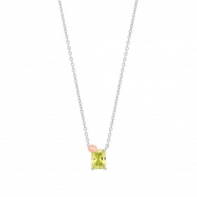 925 Sterling Silver Rhodium Plated Green Quartz Ladybug Pendant Necklace