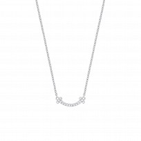 925 Sterling Silver Rhodium Plated CZ Smile Pendant Necklace