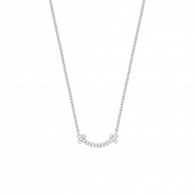 925 Sterling Silver Rhodium Plated CZ Smile Pendant Necklace