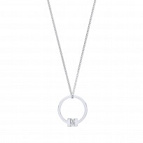 925 Sterling Silver Rhodium Plated Circle CZ Pendant Necklace