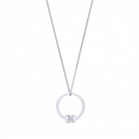 925 Sterling Silver Rhodium Plated Circle CZ Pendant Necklace